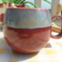 Set Of Four Reactive Glaze Sphere Mugs In Maroon And Grey Mist Haze, thumbnail 7 of 9