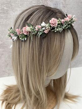 Baby Pink Flower Wedding Crown, 2 of 5