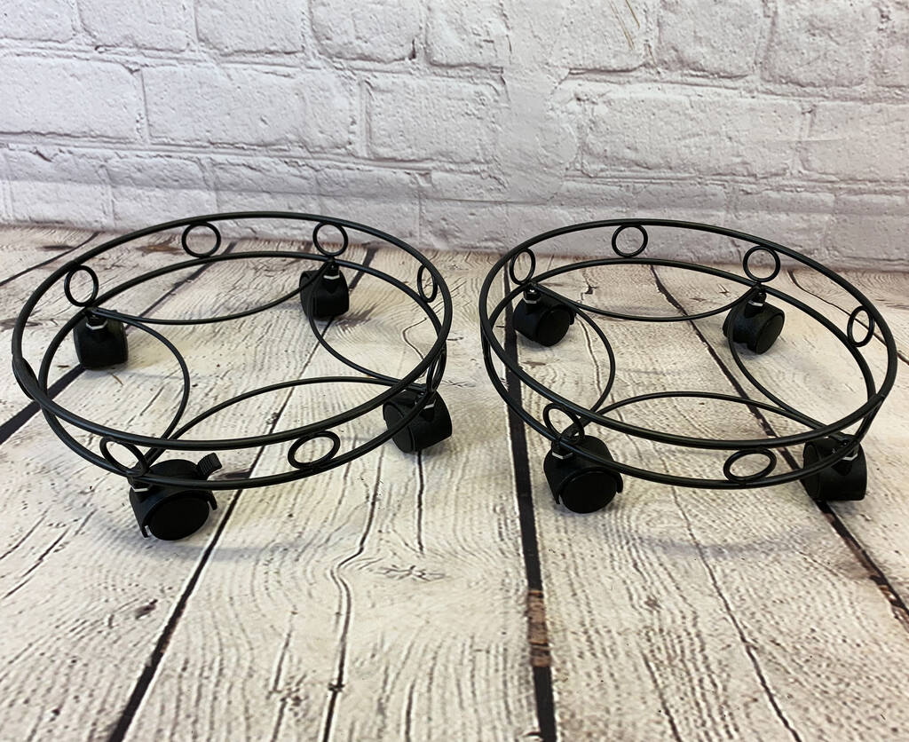 Set Of Two Metal Plant Pot Caddies For Moving Pots By Garden Selections
