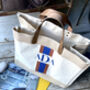 Personalised Stripe Canvas And Leather Shopper, thumbnail 6 of 12