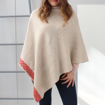 Oatmeal Knitted Lambswool Poncho, 3 of 10