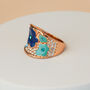 Sparkly Blue Flowers Chunky Ring, thumbnail 3 of 3