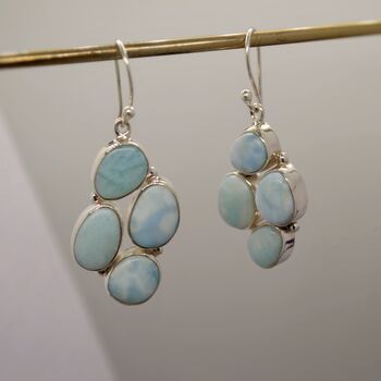 Larimar Drop Earrings: Sterling Silver Blue Gemstone, 6 of 12