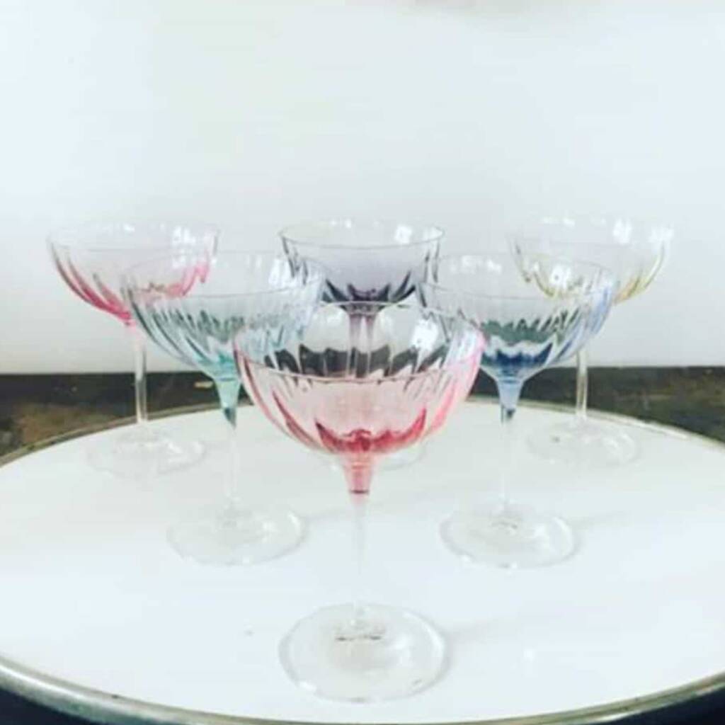 Set Of Six Hand Blown Champagne Saucers, 1 of 4