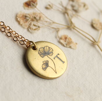 Wildflower Charm Engraved Initial Necklaces, 7 of 11