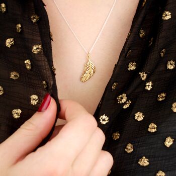 18ct Gold Floating Feather Necklace, 3 of 10