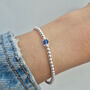 Sterling Silver Single Sapphire September Bead Birthstone Stretch Bracelet Gift, thumbnail 2 of 5