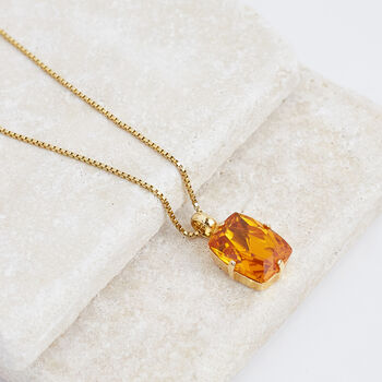 Amber Swarovski Crystal Rectangle Pendant Necklace, 3 of 3