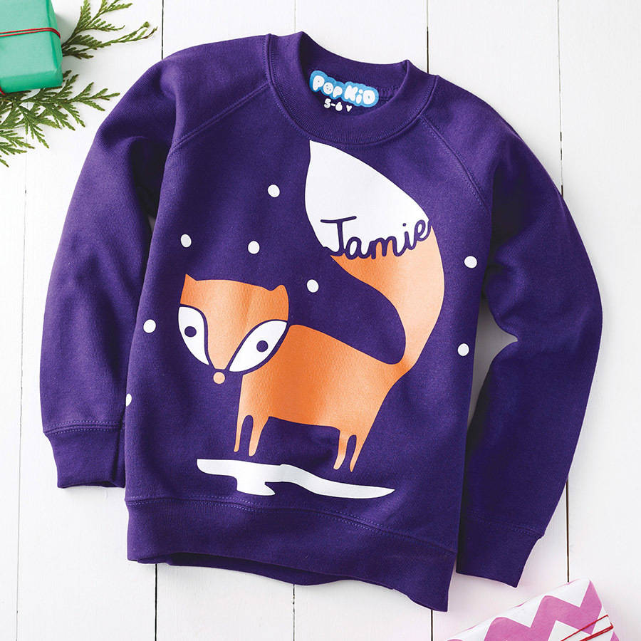 Personalised Fox In The Snow Christmas Sweatshirt, 1 of 6