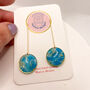 Turquoise Marbled Circle Drop, Clay And Resin Earrings, thumbnail 5 of 12