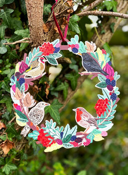 Birds And Berries Wooden Christmas Wreath, 7 of 8