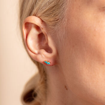 Turquoise And Gold Vermeil Plated Galaxy Stud Earrings, 2 of 5