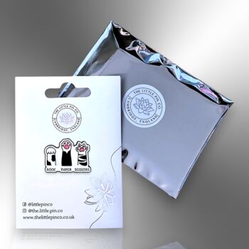 Rock Paper Scissors Cat Paws Enamel Pin, Gifts For Cat Lovers, 5 of 8