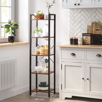 Five Tier Bookcase Storage Unit Industrial Steel Frame, 3 of 12