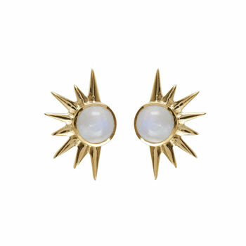 Total Eclipse Moonstone Earrings Silver/Gold Plated, 5 of 12