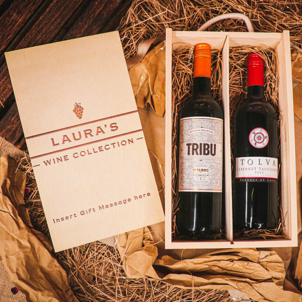 Personalised Red Wine Two Bottle Gift Pack, 1 of 3