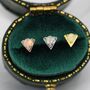 Tiny Opal Triangle Stud Earrings In Sterling Silver, thumbnail 5 of 11