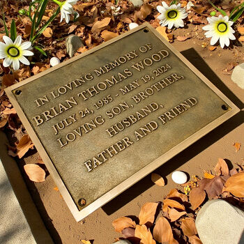 Custom Bronze Memorial Plaque With Raised Lettering, 5 of 9