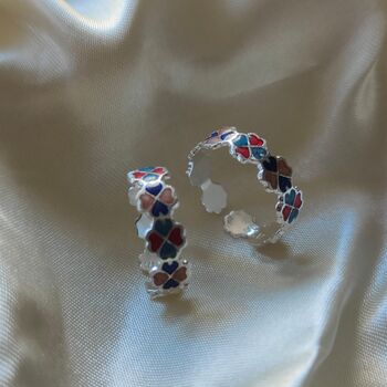 Silver Colourful Floral Clover Adjustable Toe Ring, 7 of 8
