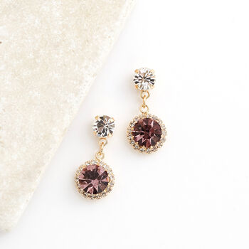 Violet Swarovski Crystal Snow Drop Earrings, 4 of 5