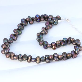 Brown Peacock Peanut Pearl Necklace, 8 of 10