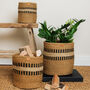 Tukio: Charcoal Stripe Woven Storage Basket, thumbnail 1 of 9