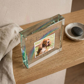 Personalised Rainbow Bridge Pet Photo Crystal Token, 2 of 9