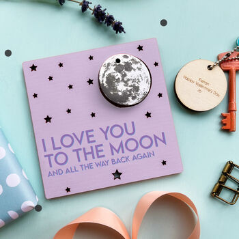 Loved To The Moon Valentine's Card And Keyring Gift, 2 of 10