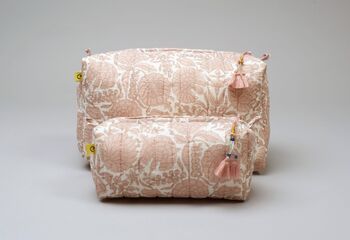 Pink Floral Amritsar Pattern Hand Block Print Wash Bag, 6 of 9
