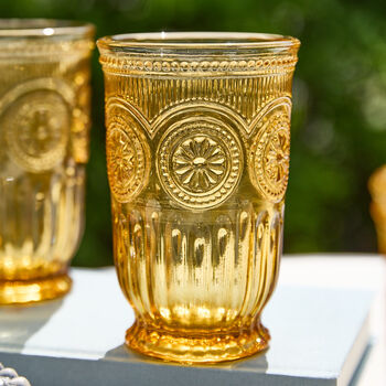 Set Of Four Zamora Amber Highball Tumblers, 4 of 7