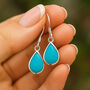Sterling Silver Teardrop Turquoise Drop Earrings, thumbnail 1 of 6