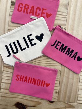 Personalised Name With Heart Make Up Bag, 5 of 9