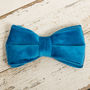 Blue Turquoise Velvet Dog Collar Bow Tie, thumbnail 4 of 5