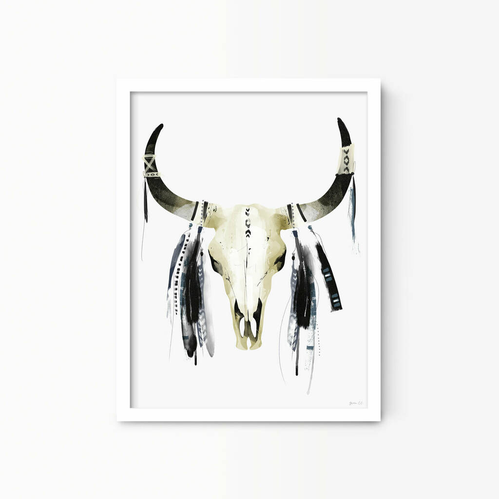 bohemian cow skull print by green lili | notonthehighstreet.com