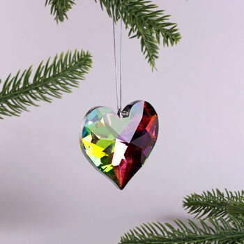 G D Ecor Large Faceted Crystal Glass Heart Hanging Decoration, 2 of 4