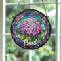 Hydrangea Personalised Stained Glass Effect Suncatcher, thumbnail 4 of 7