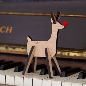 Personalised Wooden Reindeer Decoration, 2 of 6