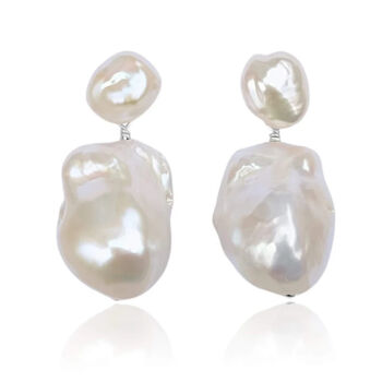 Nova Large Baroque Pearl Drop Earrings, 3 of 3