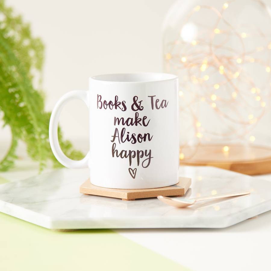 Books And Tea Make Me Happy Mug By Owl Amp Otter