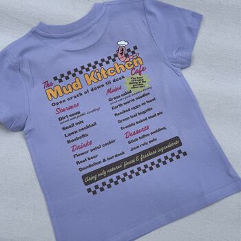 Mud Kitchen Kids T Shirt The Mud Kitchen Cafe Fun Retro Kids Top, 3 of 11