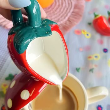 Strawberry Ceramic Small Milk Jug, 2 of 5