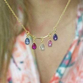 Family Birthstone Necklace With Teardrop Crystals, 10 of 10