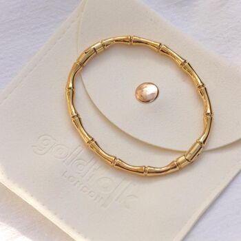 18kt Gold Plated Bamboo Hinged Bangle, 4 of 6