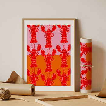 Lobster Repeat Colourful Art Print, 2 of 3