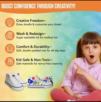 Doodle My Shoe, Customise Your Own Trainers! The UK 'S 1st Doodle And Wash Kids Shoes/ Trainers! Includes Free Stencils, 6 of 9