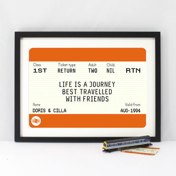 Personalised Train Ticket Friendship Print, 6 of 6