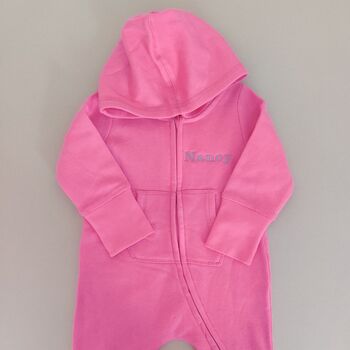 Personalised Baby Toddler Hooded Cotton Onesie, 4 of 12