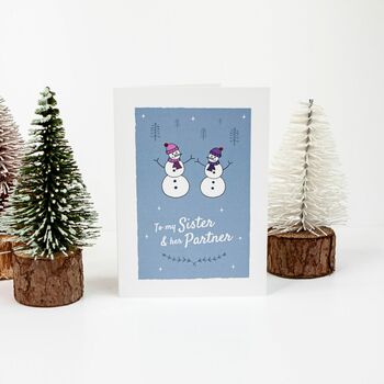 'To My Sister And Her Partner' Christmas Card Snowmen, 4 of 10