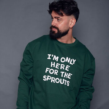 Men's Only Here For The Sprouts Christmas Sweatshirt, 5 of 8