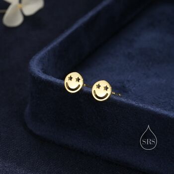 Starry Eyed Face Stud Earrings In Sterling Silver, 4 of 11